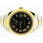 Rolex Datejust II Steel and Yellow Gold Black Diamond Roman Dial 41mm Watch